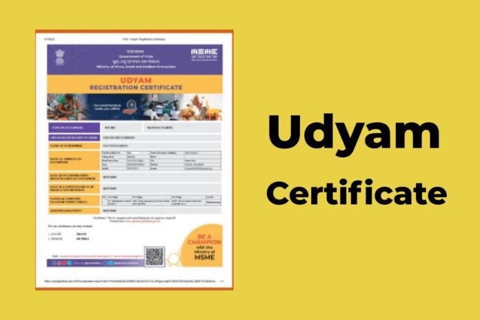 Apply Online For A Udyam Certificate