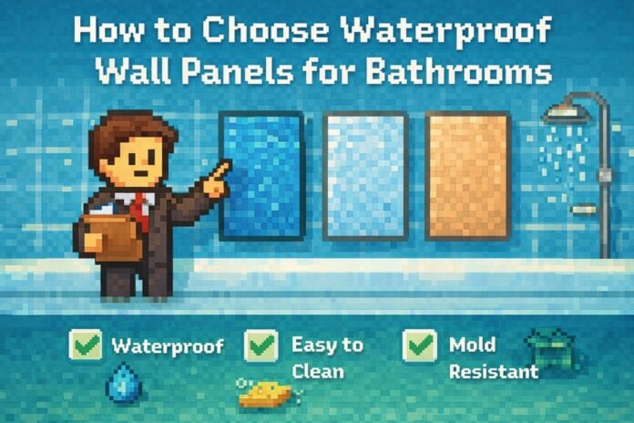 Waterproof bathroom wall panels installed in a modern bathroom