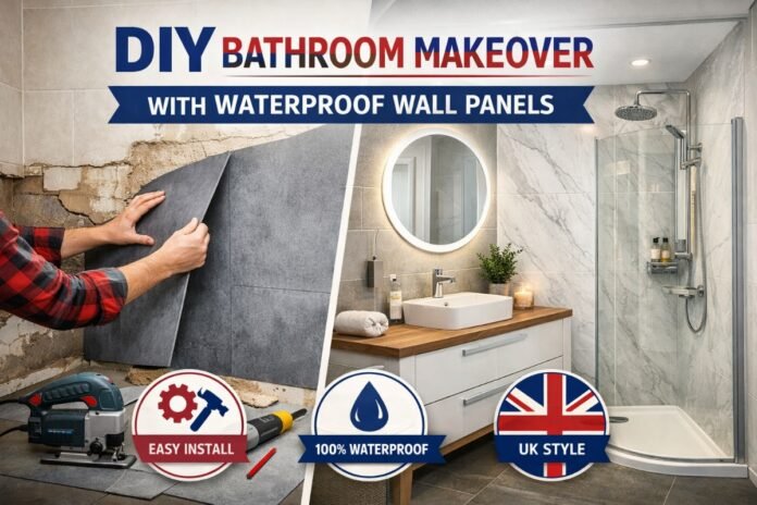 DIY bathroom makeover using waterproof wall panels without tiles in a modern bathroom